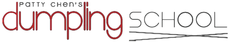 Logo with text 'Patty Chen's Dumpling School' in red and black.